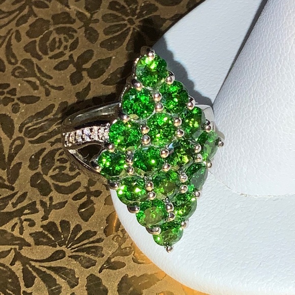 Genuine Russian Diopside & Zircon Ring 4.71 Cts - Picture 8 of 8